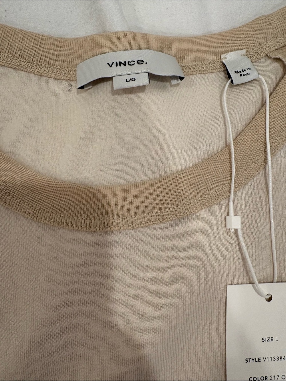 Vince Two-Tone Short Sleeve Tee - Beige & Tan - Picture 3 of 5